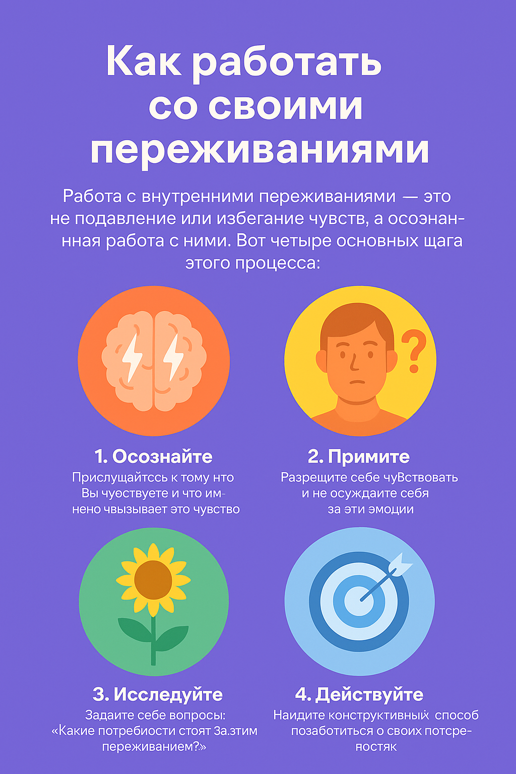 Четыре шага работы с внутренними переживаниями